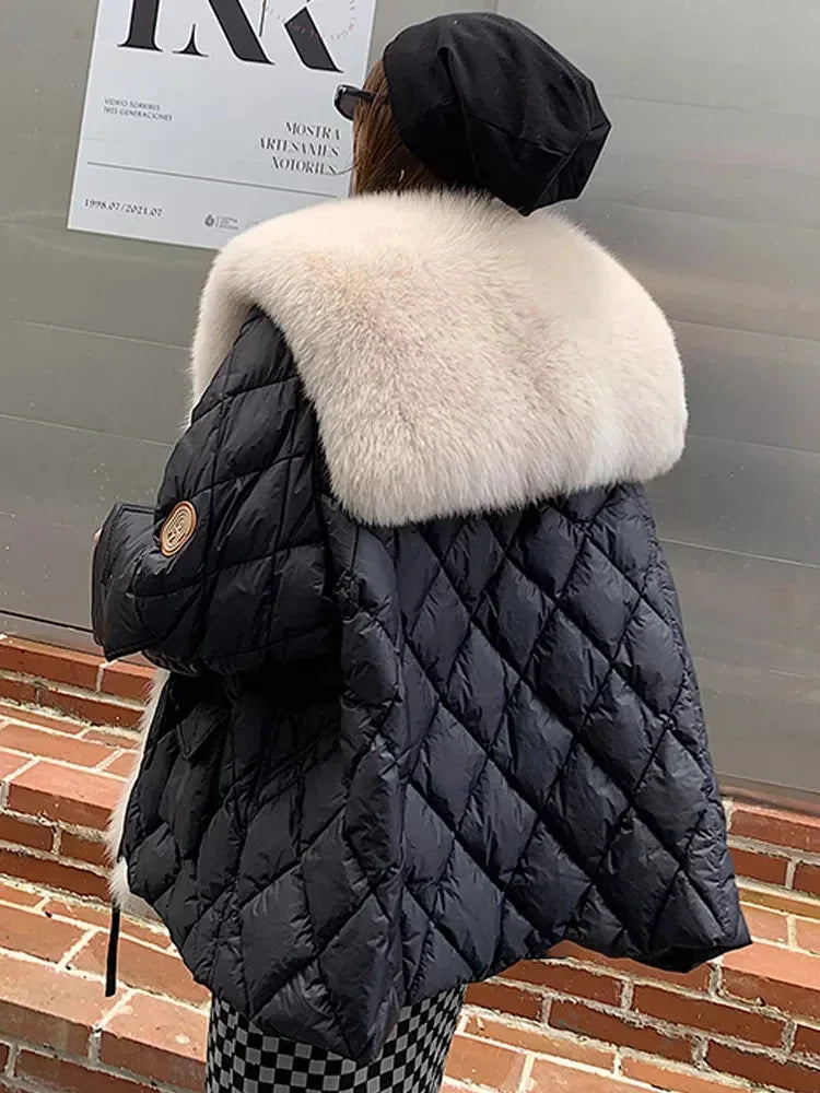 2024 Luxury Fur Collar Long Coats 2024 Women Winter Soft Warm Loose Jacket Puffer Parka Female Windproof Snow Outwear Coats