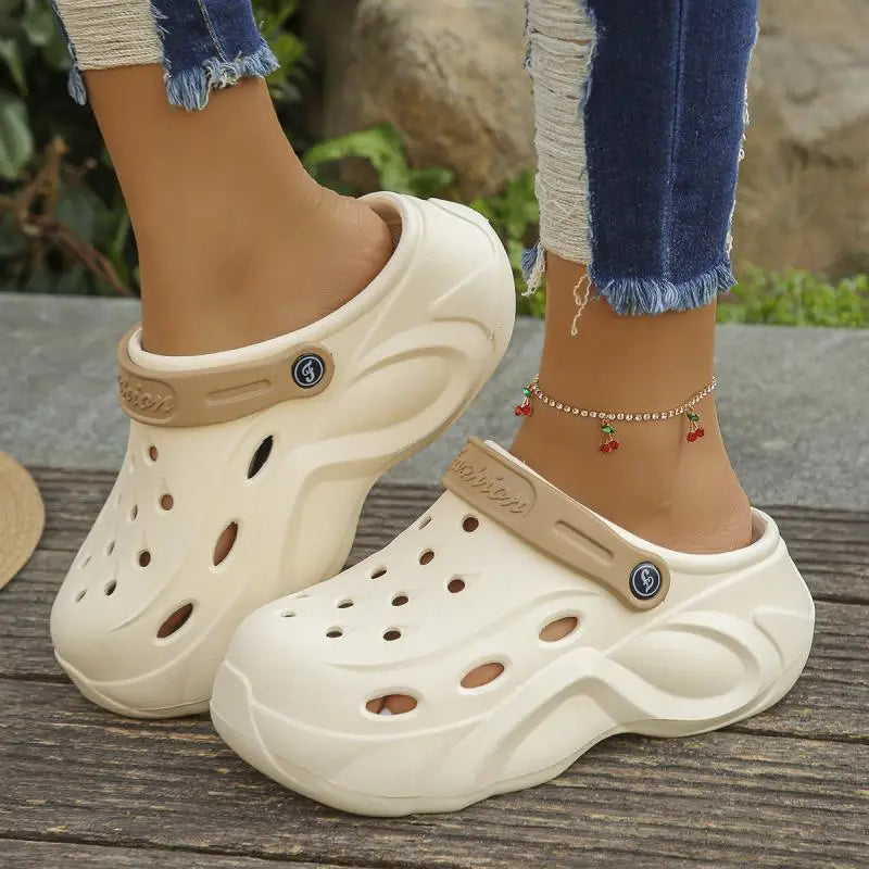 Mix Color Chunky Platform Clogs for Women Summer 2024 Soft Thick Bottom Beach Sandals Shoes Woman Non Slip Eva Wedges Slippers