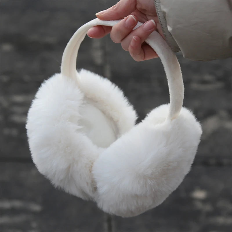 New Autumn Winter Soft Earmuffs Women Men Ear Keep Warmer Plush Solid Color Adjustable Foldable Ear Protection Muffs Earflap