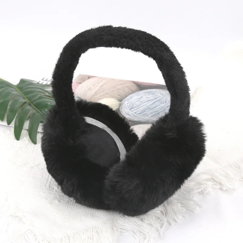 New Autumn Winter Soft Earmuffs Women Men Ear Keep Warmer Plush Solid Color Adjustable Foldable Ear Protection Muffs Earflap