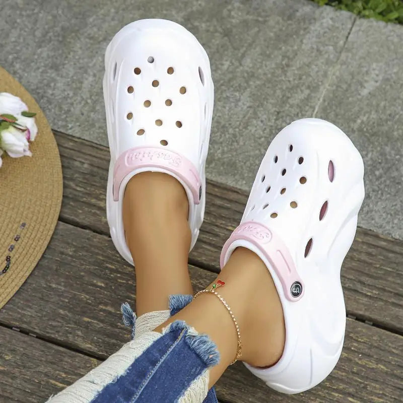 Mix Color Chunky Platform Clogs for Women Summer 2024 Soft Thick Bottom Beach Sandals Shoes Woman Non Slip Eva Wedges Slippers