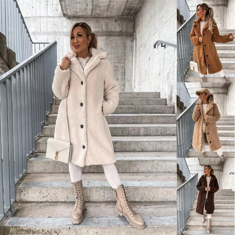 Women Faux Fur Thin Long Coat Warm Autumn Winter Teddy Female Casual Coat Oversized Soft Fluffy Fleece Jackets Overcoat