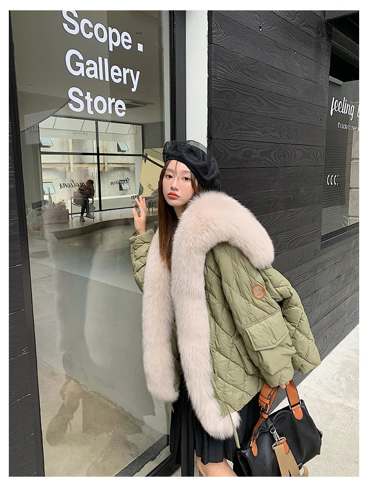 2024 Luxury Fur Collar Long Coats 2024 Women Winter Soft Warm Loose Jacket Puffer Parka Female Windproof Snow Outwear Coats