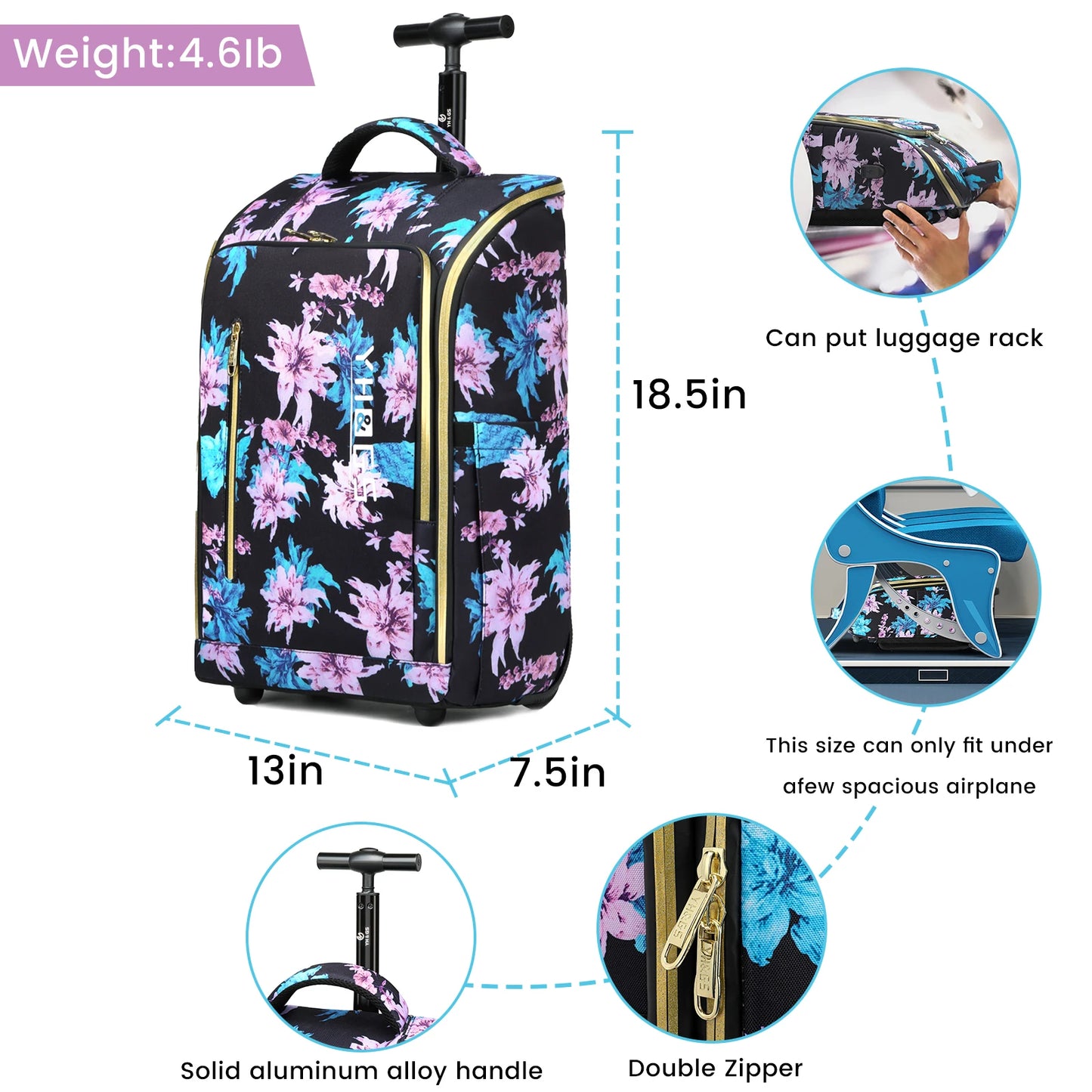 Business Rolling Luggage Backpack Waterproof Backpack with Wheels Travel Trolley Bags Carry on Luggage Bags Cabin Carry on Bag