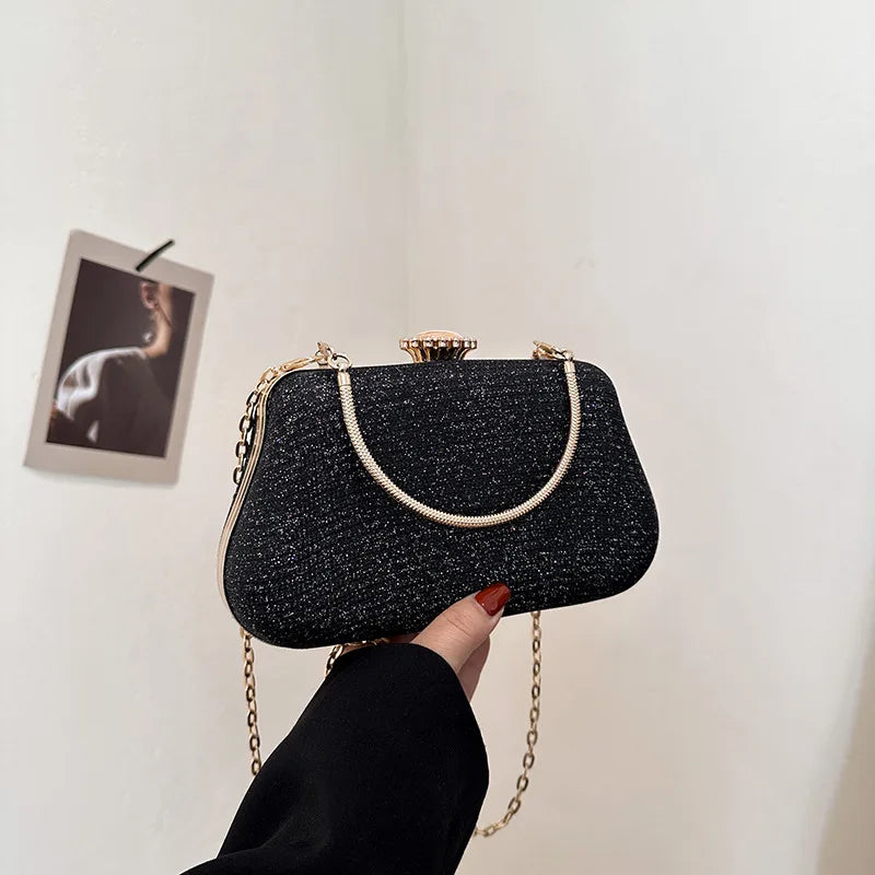 Luxury High Design Women Evening Bag Brand Party Banquet Glitter Bag For Ladies Wedding Clutch Handbag Shoulder Bag Chain Bolsas