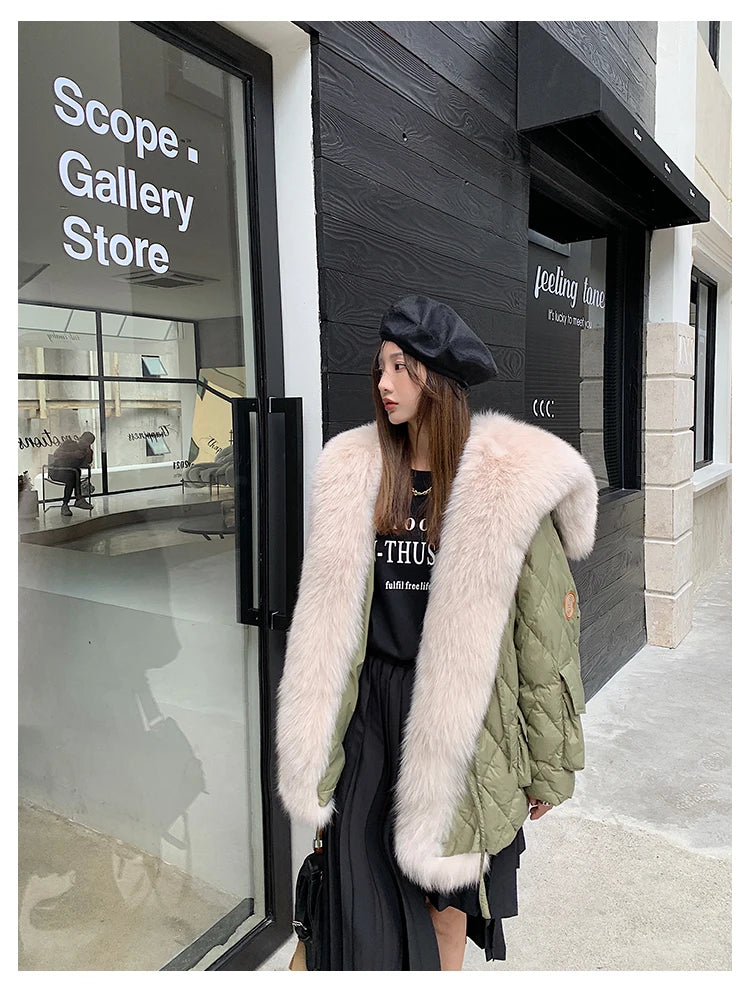 2024 Luxury Fur Collar Long Coats 2024 Women Winter Soft Warm Loose Jacket Puffer Parka Female Windproof Snow Outwear Coats