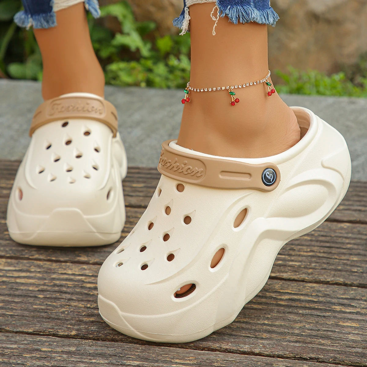 Mix Color Chunky Platform Clogs for Women Summer 2024 Soft Thick Bottom Beach Sandals Shoes Woman Non Slip Eva Wedges Slippers