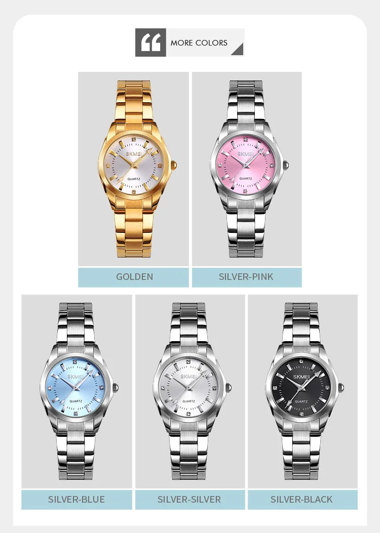 SKMEI 1620 Simple Quartz Girl Wristwatches Stainless Steel Lady Hour Ladies Luxury Watch for Women Waterproof 1390 Reloj Mujer