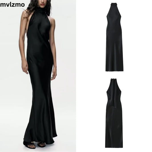 Irregular Backless Bodycon Maxi Dress For Women Spring Summer New Turtleneck Sleeveless Club Party Long Dress