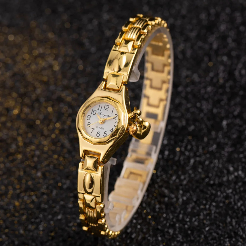 Luxury Gold Women Bracelet Watches Top Brand Steel Small Dial Quartz Wristwatch Fashion Elegant Ladies Hand-Chain Clock Gift