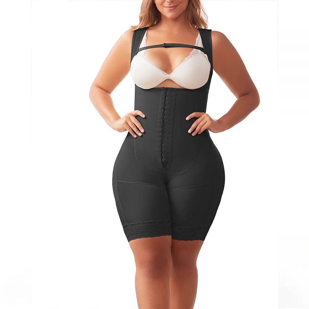 Fajas Colombianas Open chest button shaping jumpsuit high Compression One piece Shapewear Women Slimming full Body Shaper