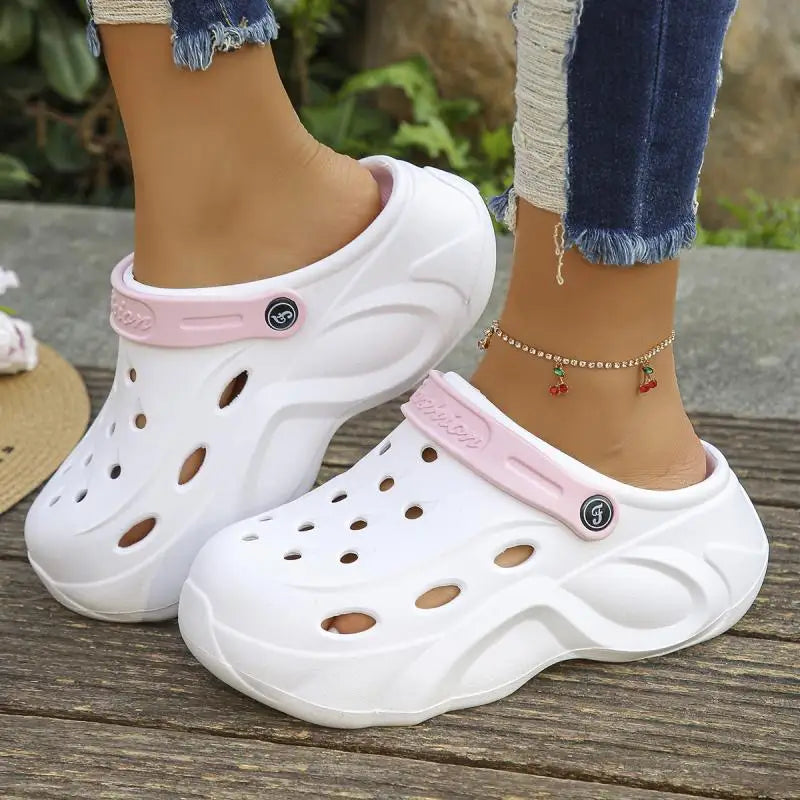 Mix Color Chunky Platform Clogs for Women Summer 2024 Soft Thick Bottom Beach Sandals Shoes Woman Non Slip Eva Wedges Slippers