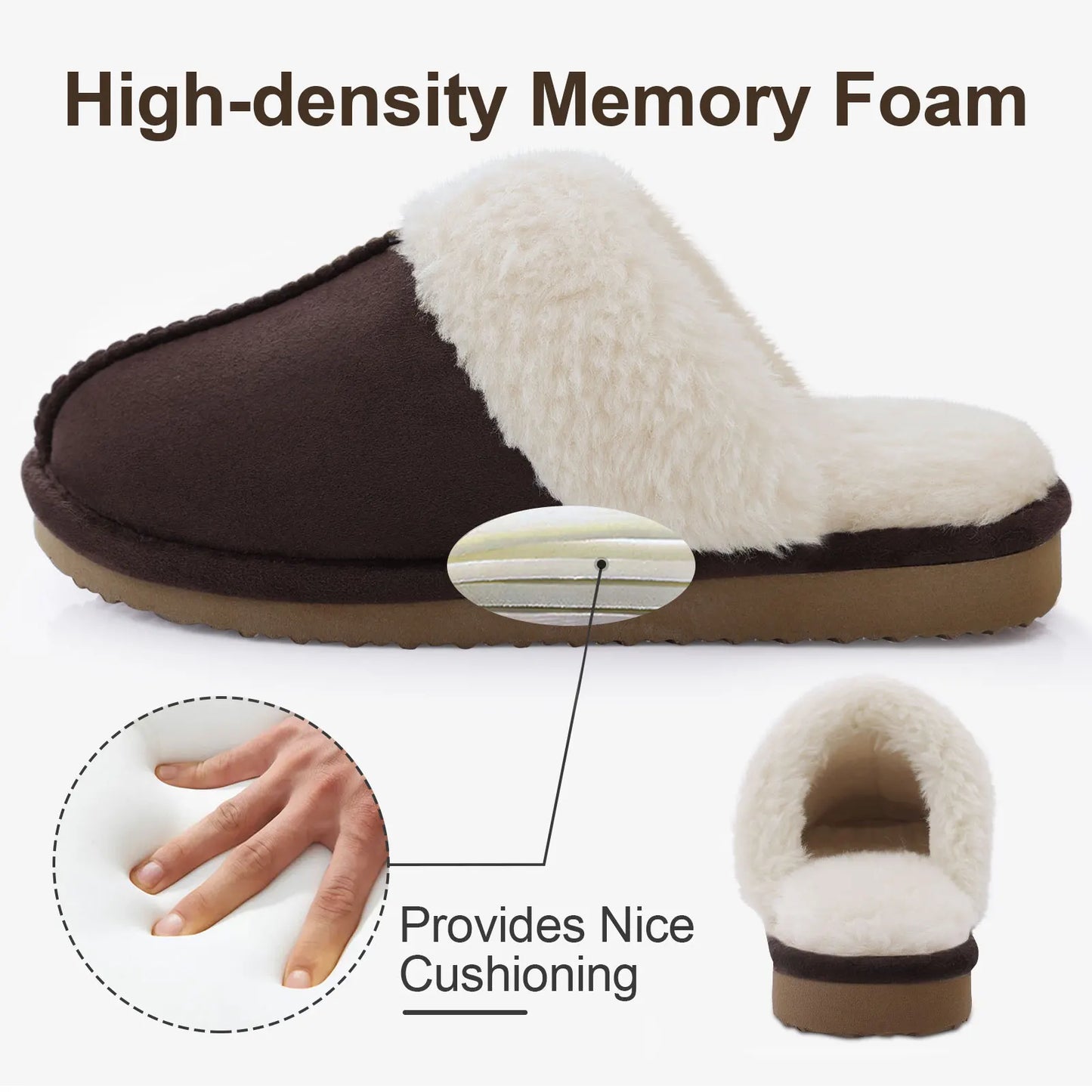 Litfun Faux Fur House Plush Slippers Fluffy Winter Slippers For Women Furry Fuzzy Home Shoes Women Warm Comfy Mute Flats Slides