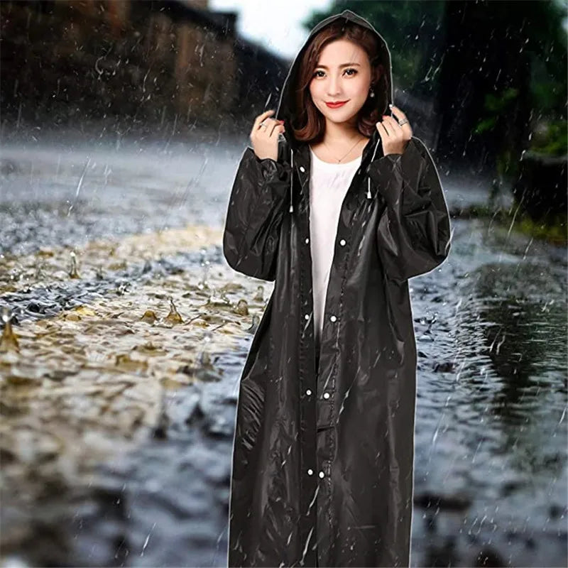 EVA Long Raincoat Unisex Male Women Rain Coats Poncho Suit Jacket Tourist Bike Ladies Running Hooded Hiking Rainwears Waterproof