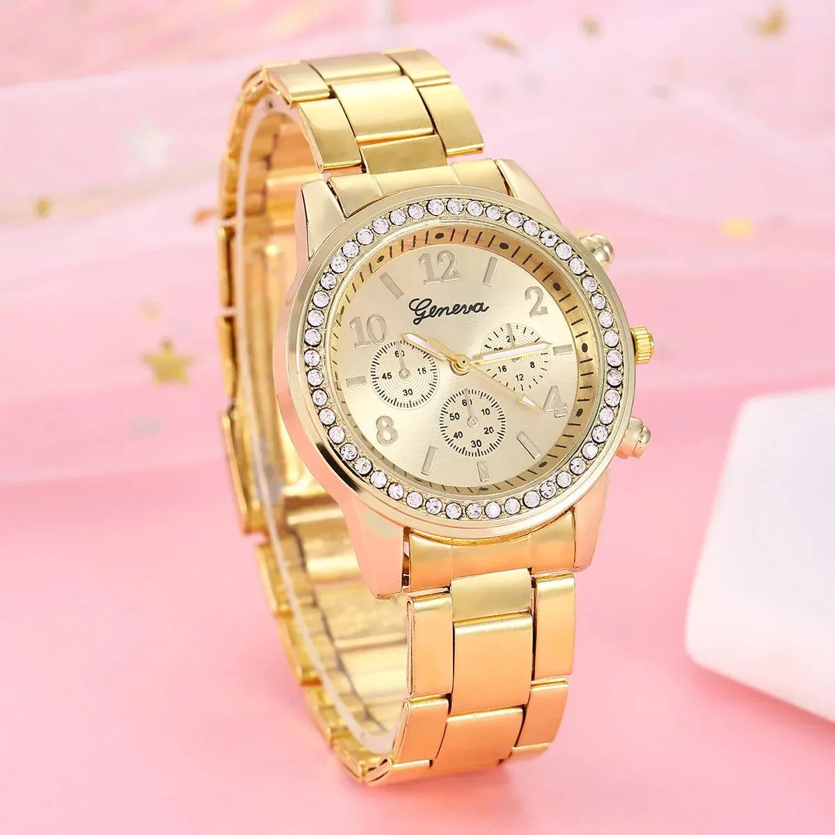 Luxurious Versatile Women's Business Bracelet Watch Set, Rhinestone Personalized Jewelry As A Gift For Her