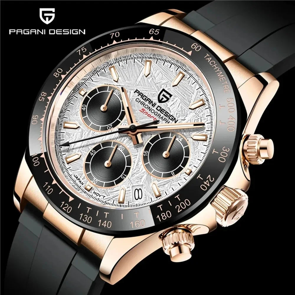 Original New PAGANI DESIGN PD-1664 Luxury Japan VK63 Movt Quartz Wristwatches Sapphire Waterproof Chronograph Gold Reloj Hombre