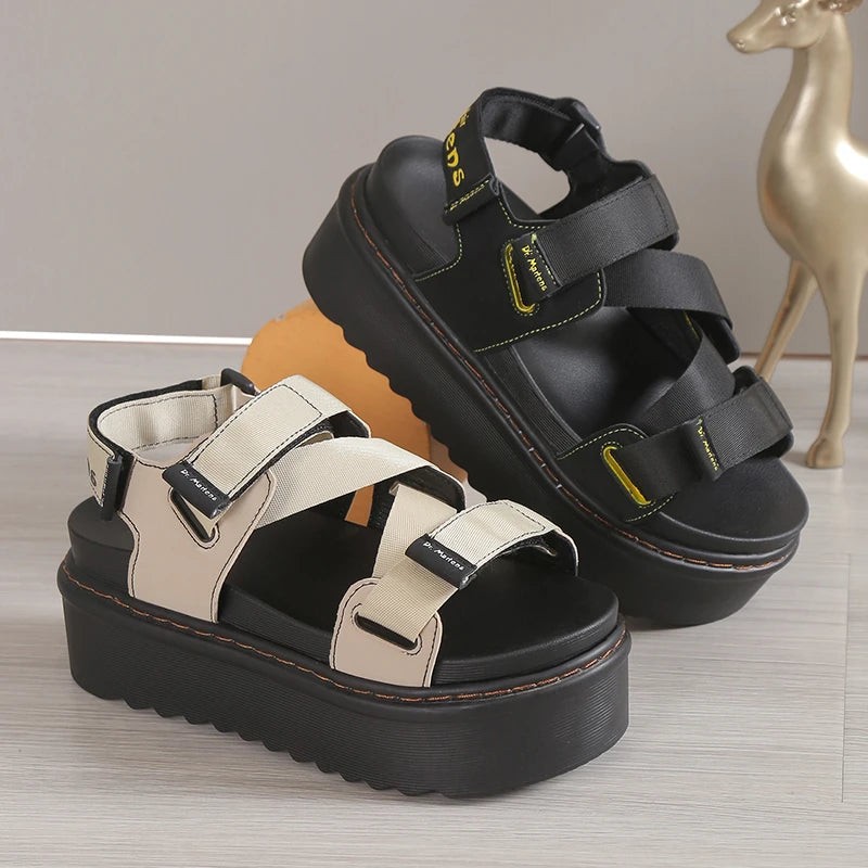 High Quality Ladies Shoes Buckle Strap Women's Sandals Party Sandals Women Round Toe Shoe Female Platform Sandal shark sandals