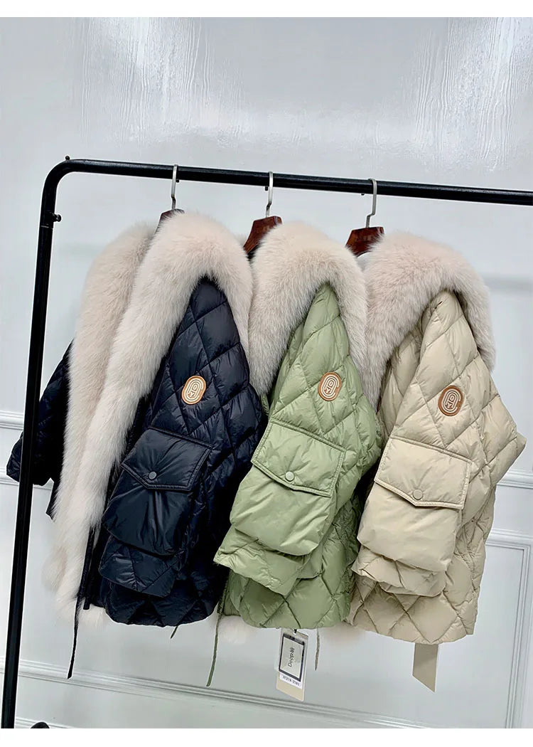 2024 Luxury Fur Collar Long Coats 2024 Women Winter Soft Warm Loose Jacket Puffer Parka Female Windproof Snow Outwear Coats