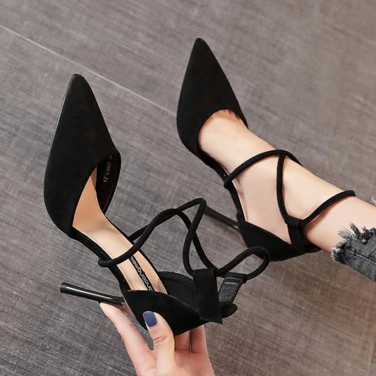 Women's High Heels 9cm2023 New Pointy Stiletto Fashion Sexy Black Wedding Shoes Nude Bride Shoes Sandals Zapatos De Mujer