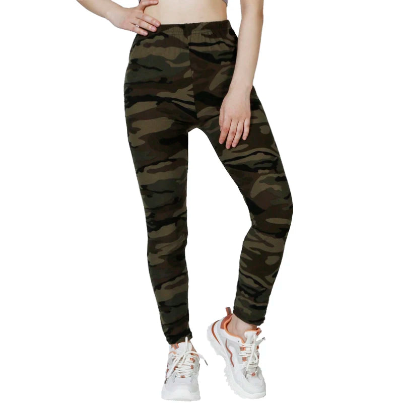 Camouflage Gray Green WOMEN'S Casual Sports Leggings 9%