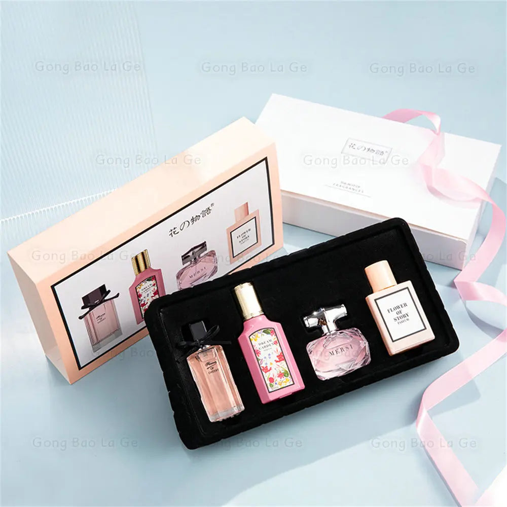 Floral Scent Gift Box 110ml Four Piece Set Women Perfume Pheromone Eau De Parfum Men Cologne Perfumes De Mujer Lasting Fragrance