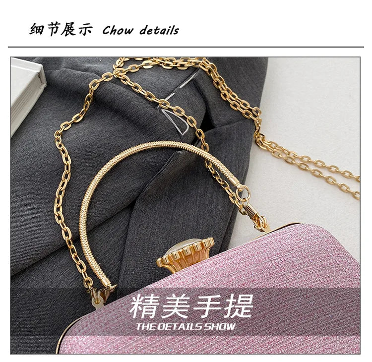 Luxury High Design Women Evening Bag Brand Party Banquet Glitter Bag For Ladies Wedding Clutch Handbag Shoulder Bag Chain Bolsas