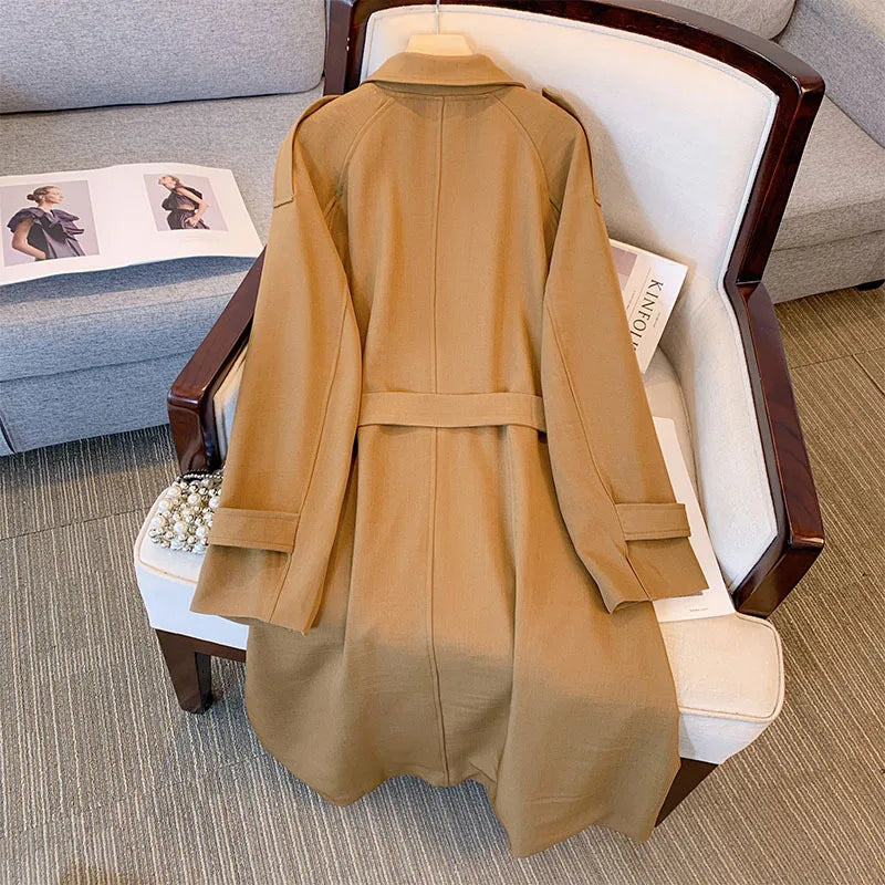 Plus Size Women Coats and Jackets Autumn Mid Length Trench Coat Korean Fashion Winter Clothes Women Belt Trench Coat 9xl 10xl