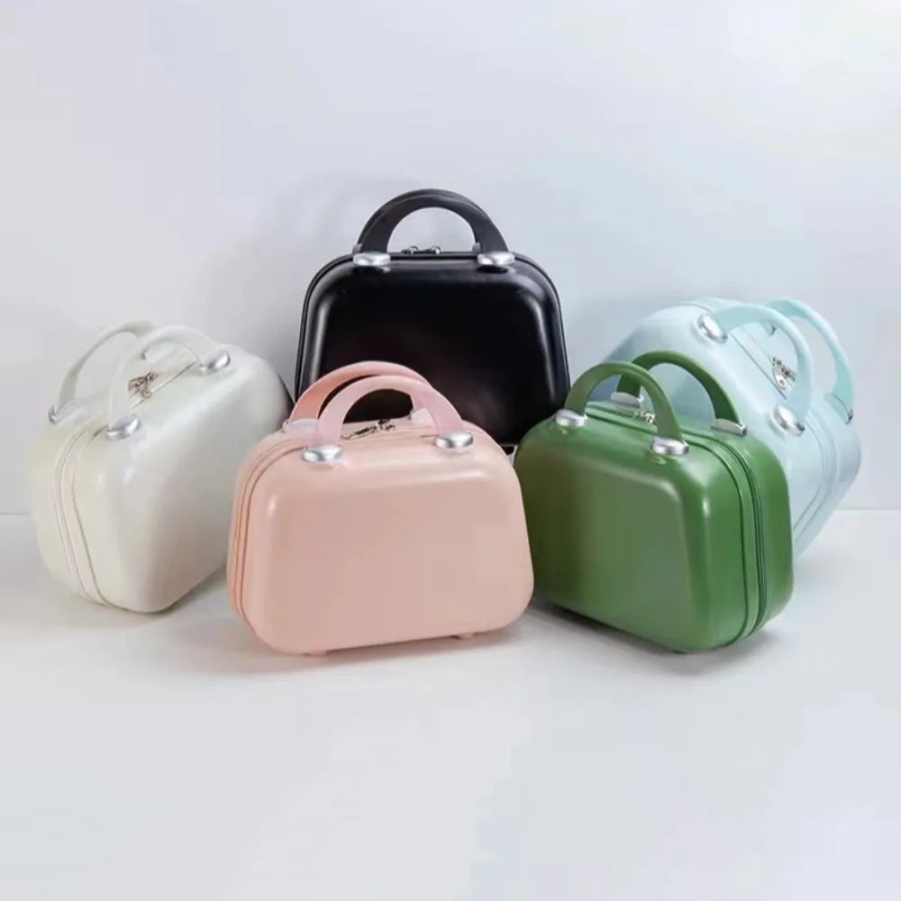 Portable Mini Handheld Luggage Storage Boxes Zipper Boarding Case ABS Waterproof Travel Suitcases Makeup Suitcase Women 14 Inch