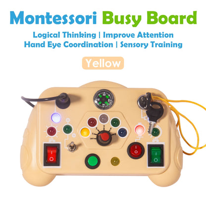 Yellow 1PC Montessori Busy Board Toy for 3+ Year Olds – Educational Learning & Toddler Gift