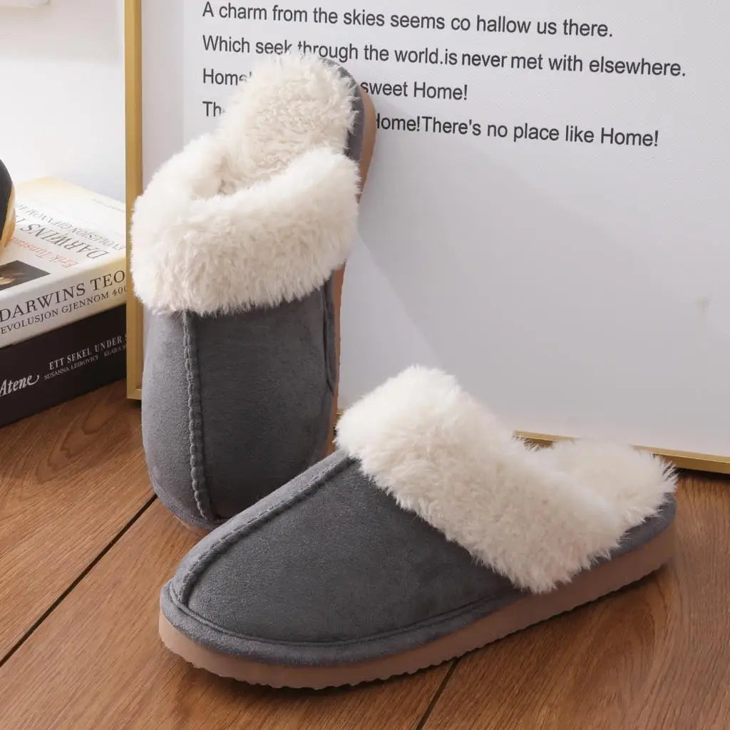 Litfun Faux Fur House Plush Slippers Fluffy Winter Slippers For Women Furry Fuzzy Home Shoes Women Warm Comfy Mute Flats Slides