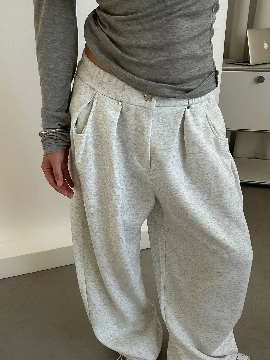 QWEEK Oversized Women Grey Sweatpants Y2k America Style Retro Baggy Pants Casual Sports Streetwear Hip Hop Trousers Joggers