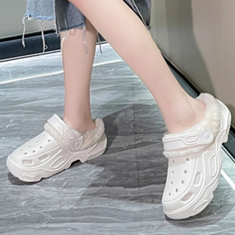 Women's Plush Cotton Slippers Winter Comfort Indoor Anti-skid Shoes Flat Shoes Family Bedroom Floor Slippers Internet Celebrity