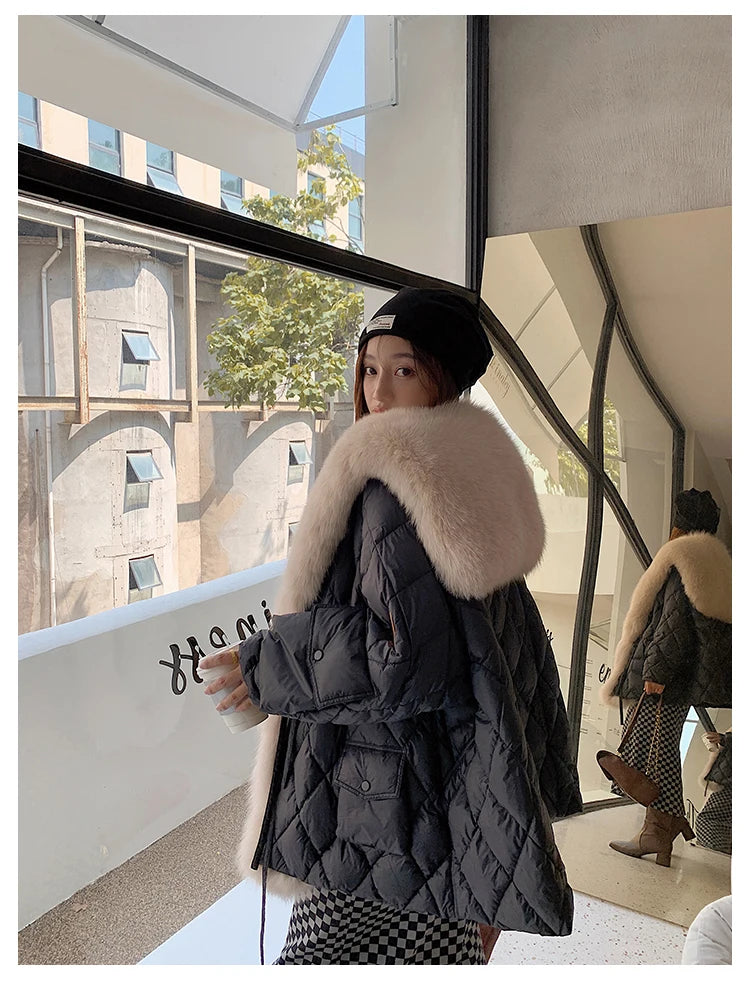 2024 Luxury Fur Collar Long Coats 2024 Women Winter Soft Warm Loose Jacket Puffer Parka Female Windproof Snow Outwear Coats