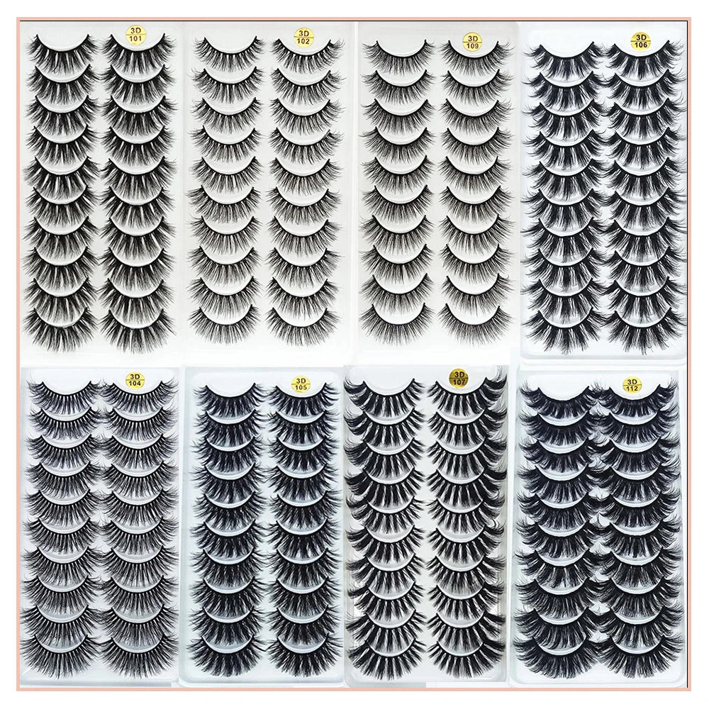 NEW 5/10 pairs long Natural Mink False Eyelashes Cross Dense Handmade Cotton Stalk Eye Lashes Makeup Mink Fake Eyelashes 54 Hot