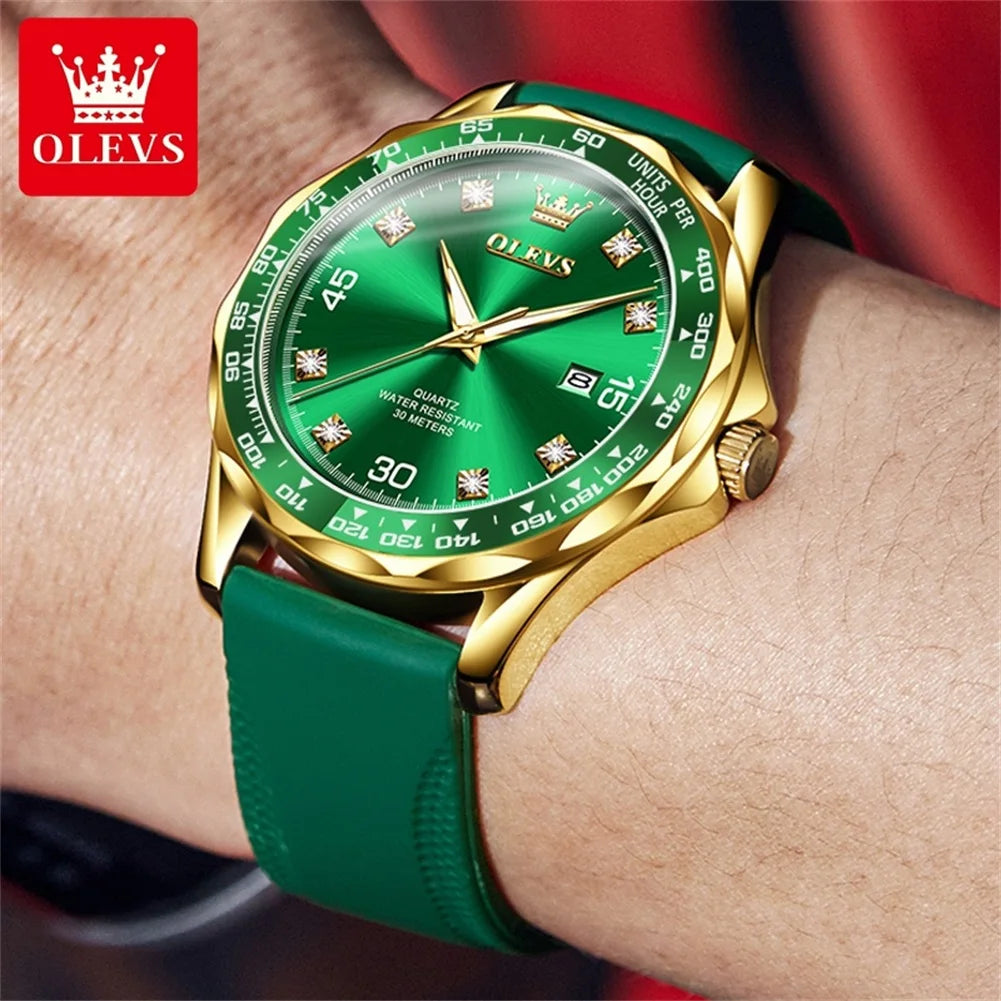 OLEVS Original Men's Quartz Watch Luxury Fashion Green Water Ghost Waterproof Men's Watch Top Class Business Sports Men's Watch