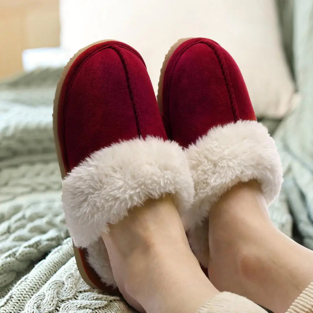 Litfun Faux Fur House Plush Slippers Fluffy Winter Slippers For Women Furry Fuzzy Home Shoes Women Warm Comfy Mute Flats Slides