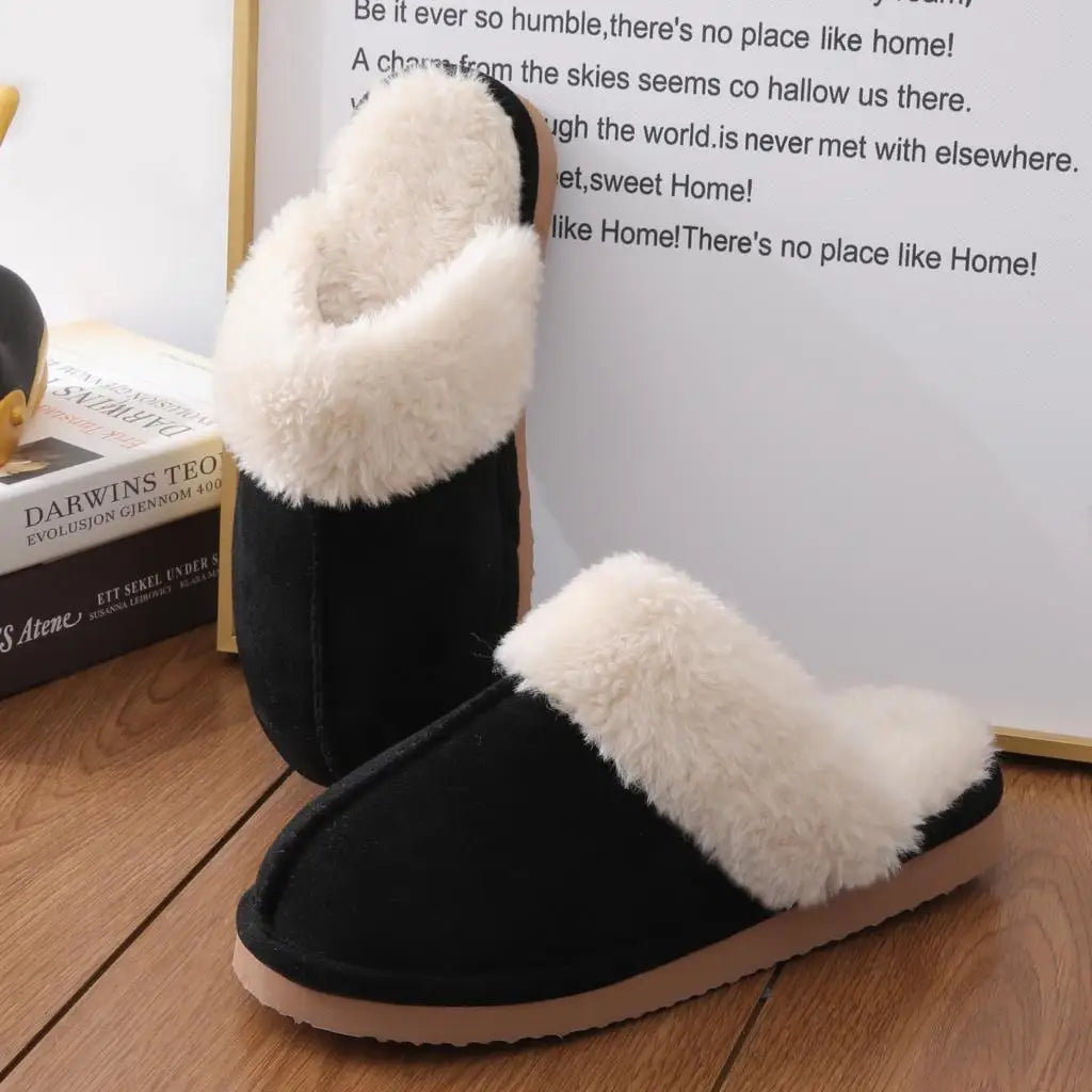 Litfun Faux Fur House Plush Slippers Fluffy Winter Slippers For Women Furry Fuzzy Home Shoes Women Warm Comfy Mute Flats Slides