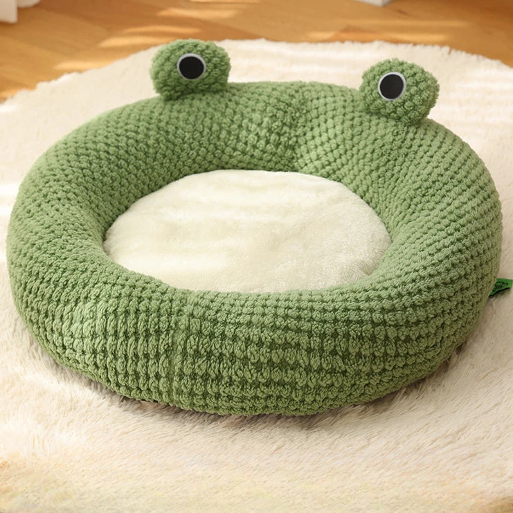 Winter Warm Pet Nest – Plush Semi-Enclosed Frog-Shaped Dog Den & Cat Villa, Cozy Bed for Kittens and Puppies