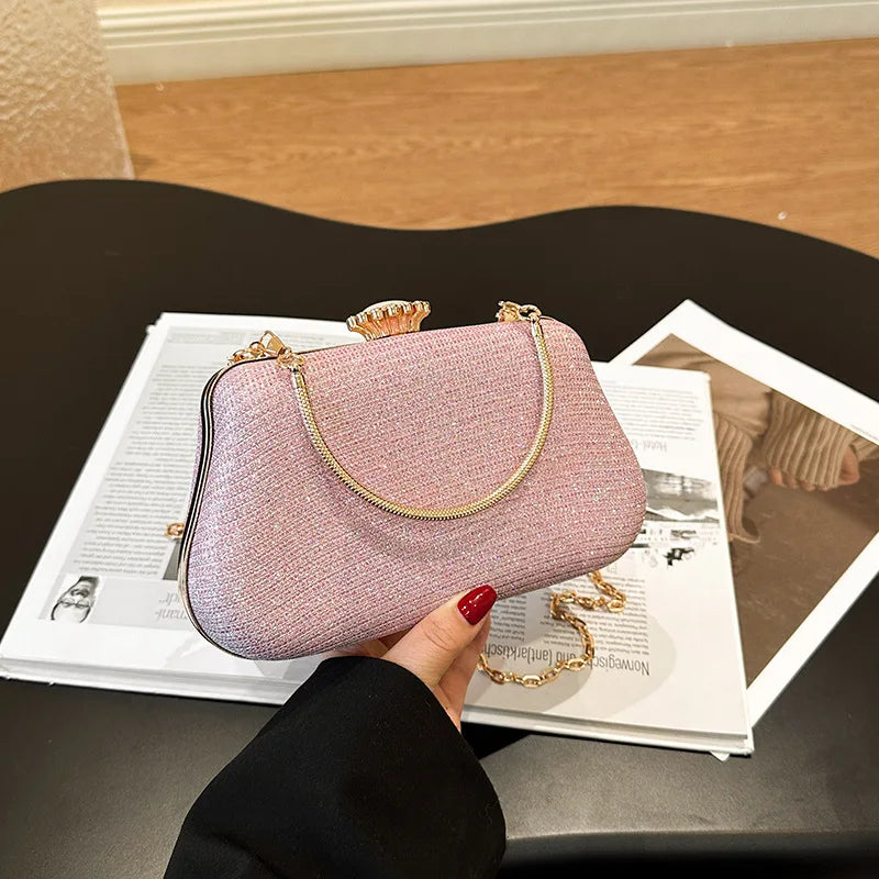 Luxury High Design Women Evening Bag Brand Party Banquet Glitter Bag For Ladies Wedding Clutch Handbag Shoulder Bag Chain Bolsas