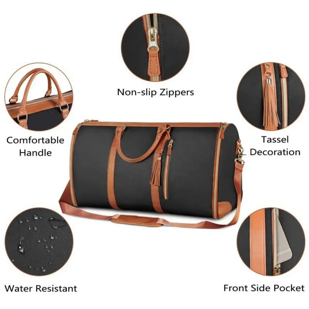 Foldable Travel Clothing Bag Portable Large Capacity Women's Duffel Bag Shoulder Strap Comfortable Handle Hanging Suitcase