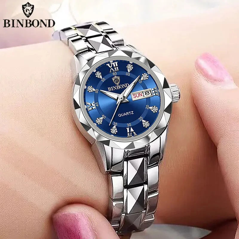 BINBONG New Women Watches Luxury Fashion Ladies Quartz Watch Waterproof Luminous Date Stainless Stain Wristwatch Girlfriend Gift