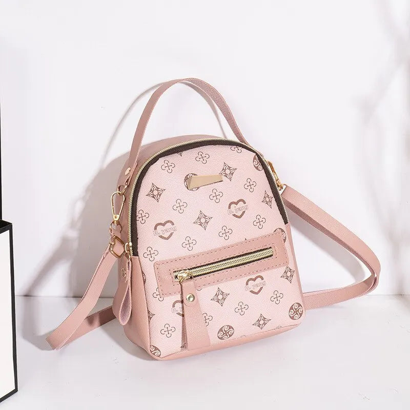 Fashion Printed Women Small Backpack Waterproof Double Layer Large Capacity Shoulder Bag Casual Daily Cell Phone Coin Purse