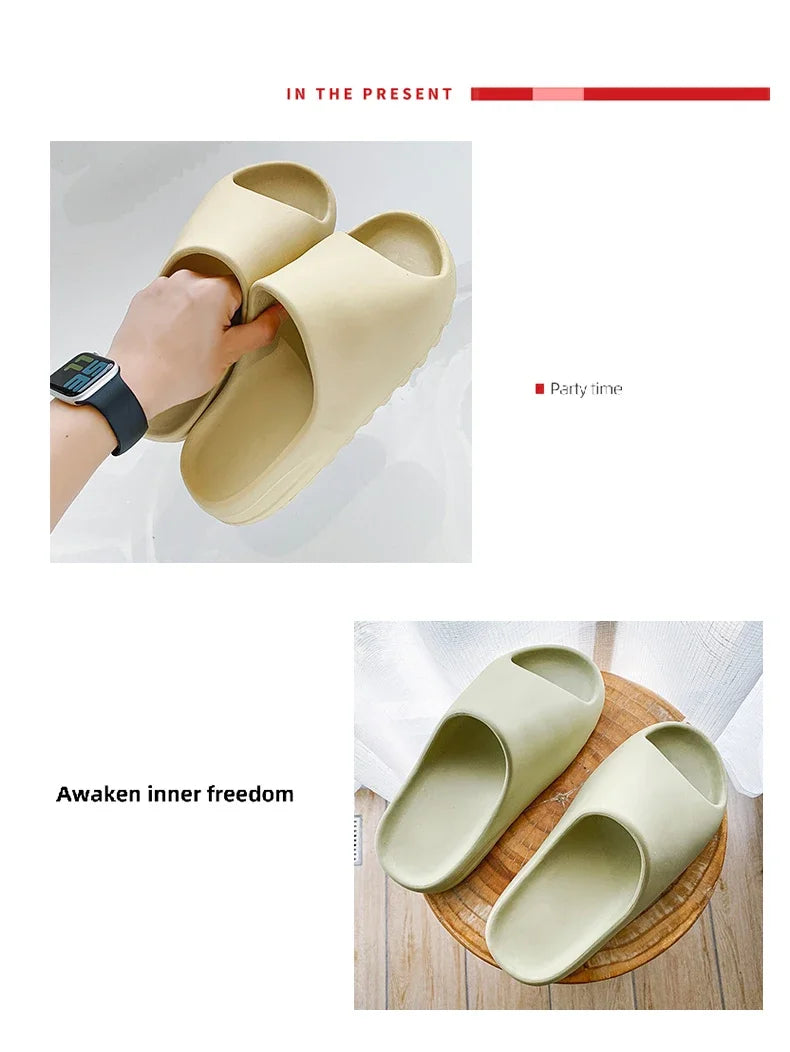 Cute High EVA Soft Thick Soled Slippers Women's Summer Fashion Wear Slippers Home Home Sandals Men's Beach Shoes