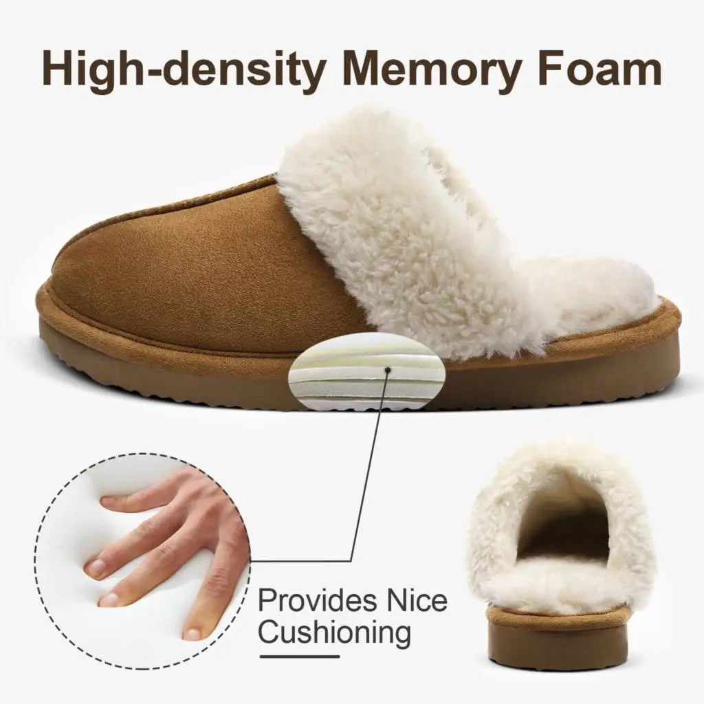 Litfun Faux Fur House Plush Slippers Fluffy Winter Slippers For Women Furry Fuzzy Home Shoes Women Warm Comfy Mute Flats Slides