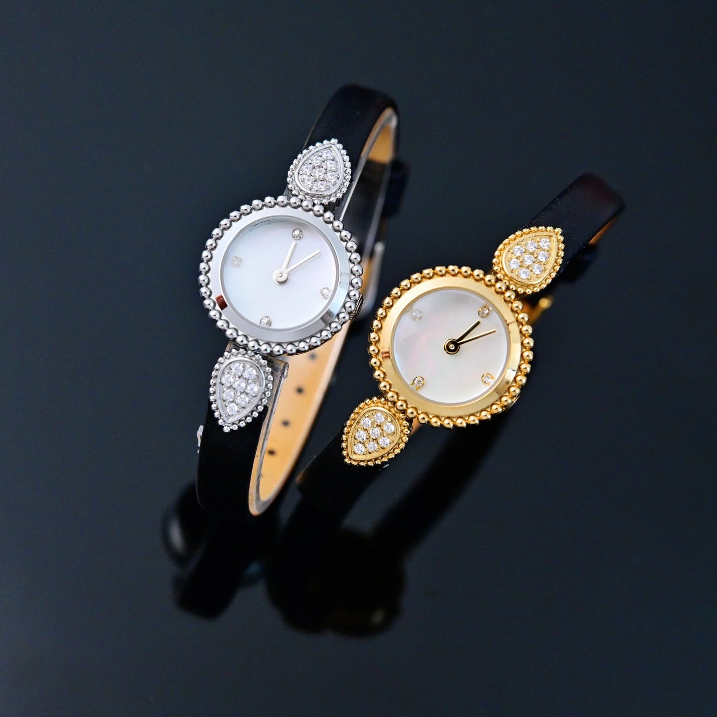 High quality 2024 new women's watch gold bracelet watch retro fashion diamonds small lovers Genuine Leather