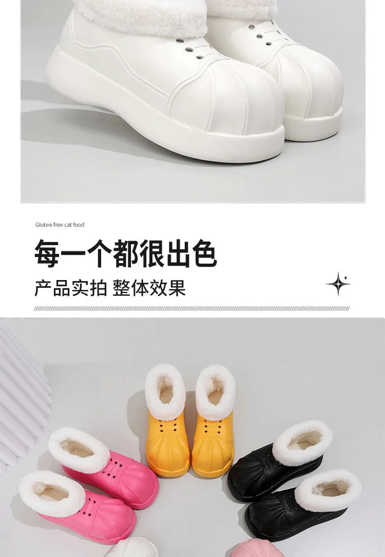 2023 NewWomen's Snow Boots Warm Down Winter Waterproof Female Ankle Boot with Fur Non-slip Candy Color Cotton Shoes Woman