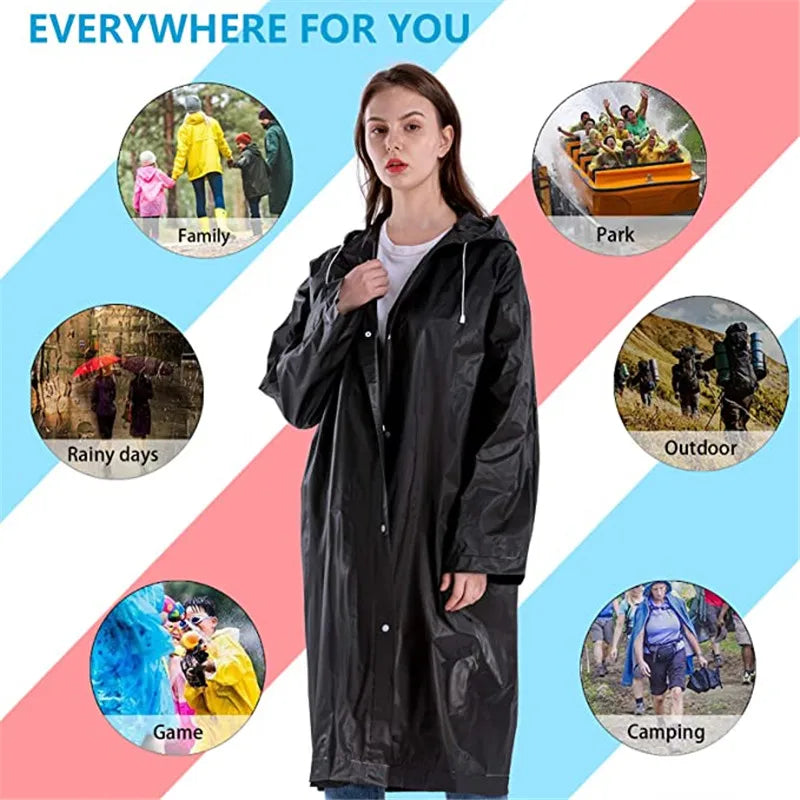 EVA Long Raincoat Unisex Male Women Rain Coats Poncho Suit Jacket Tourist Bike Ladies Running Hooded Hiking Rainwears Waterproof