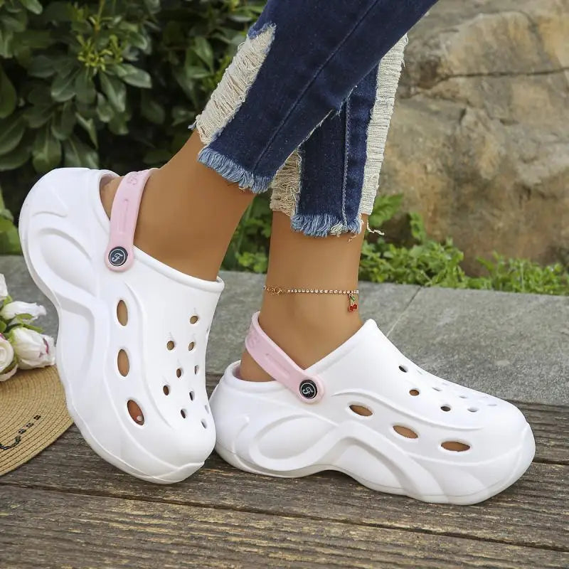 Mix Color Chunky Platform Clogs for Women Summer 2024 Soft Thick Bottom Beach Sandals Shoes Woman Non Slip Eva Wedges Slippers