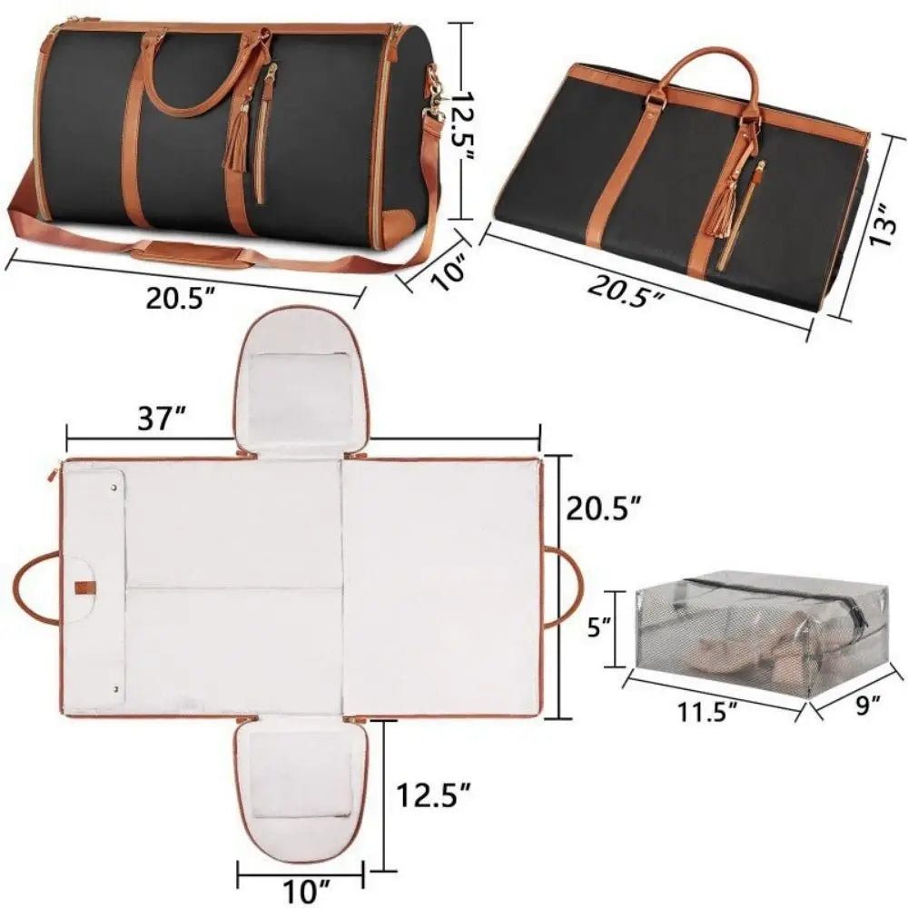 Foldable Travel Clothing Bag Portable Large Capacity Women's Duffel Bag Shoulder Strap Comfortable Handle Hanging Suitcase