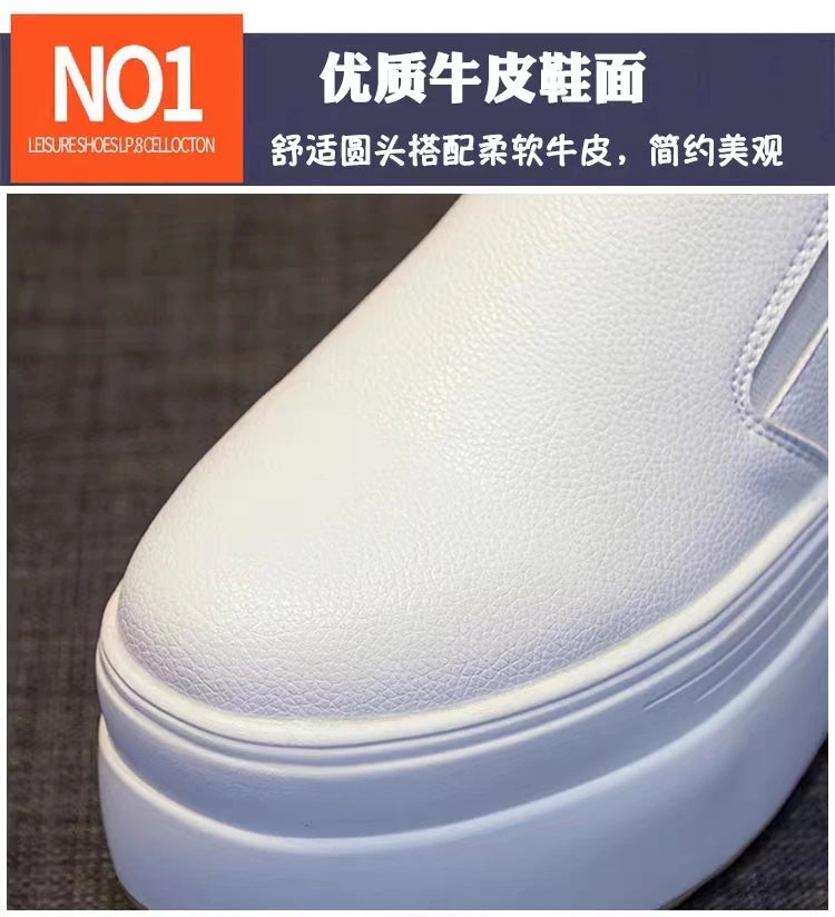 Autumn Loafer 8CM Platform Shoes Flats White Slip on Casual Shoes Slipony Women Sneakers Shoes Breathable Comfy Summer Sneakers